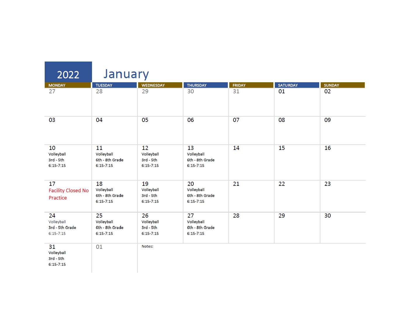 Petersburg Parks & Recreation Team Schedule